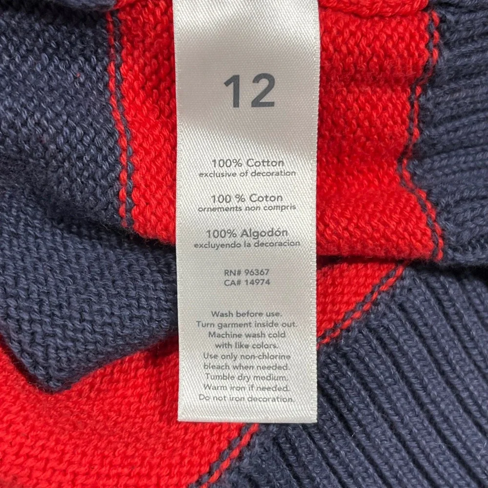 OshKosh Bgosh Kids Boys Preppy Striped Quarter Zip Cotton Sweater Size 12 Cozy